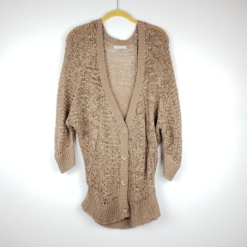 Cozy Tan Knit Cardigan Sweater